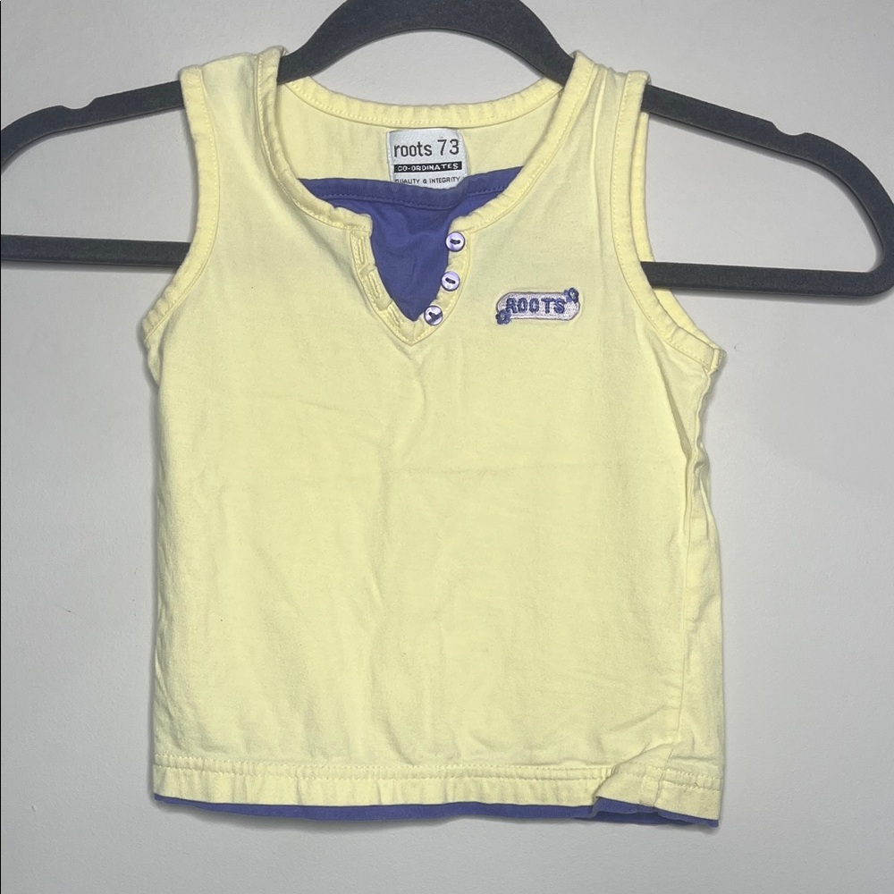 Roots Kids Light Yellow Tank Top with Blue Accents